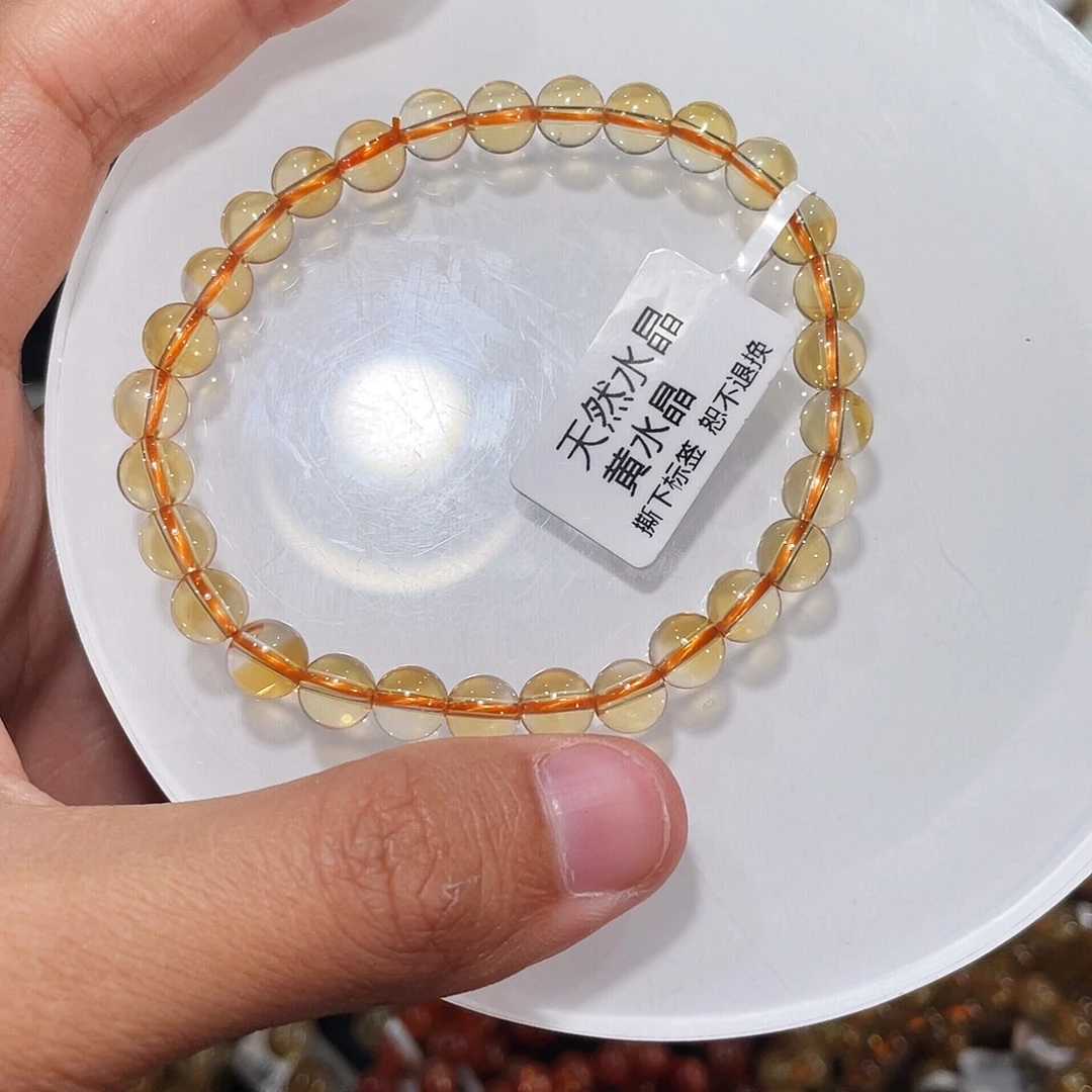 未镶嵌手链水晶 巴西黄水晶6mm