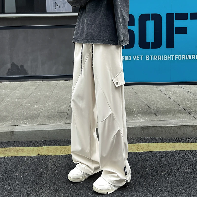 真维斯秋季新款运动透气阔腿裤美式男款伞兵裤休闲裤韩版百搭潮