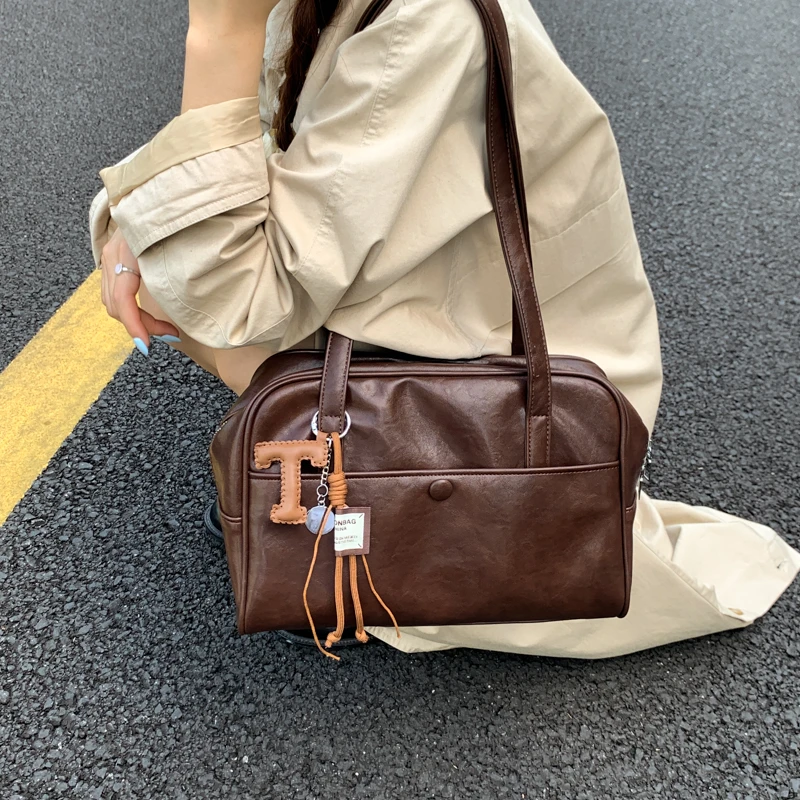 复古油蜡皮大包女大容量包时尚单肩百搭肩包简约通勤公文包托特包