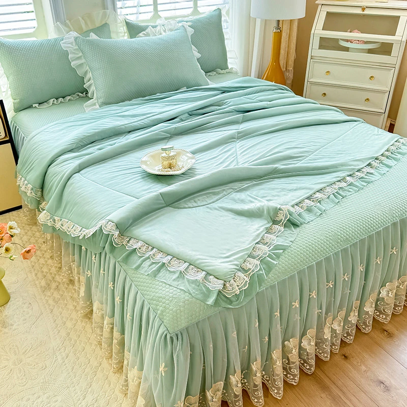 纯色凉席夏被床裙可机洗凉感冰丝席夏季空调席软席子