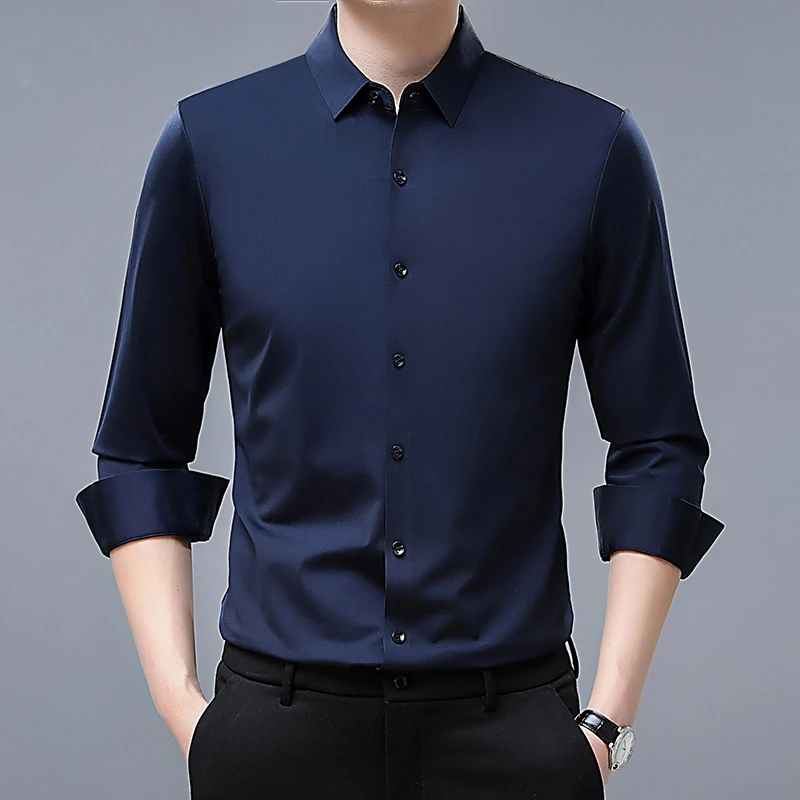 【皮尔卡丹·总裁定制款】男士无痕纯色衬衫 柔软亲肤 时尚百搭