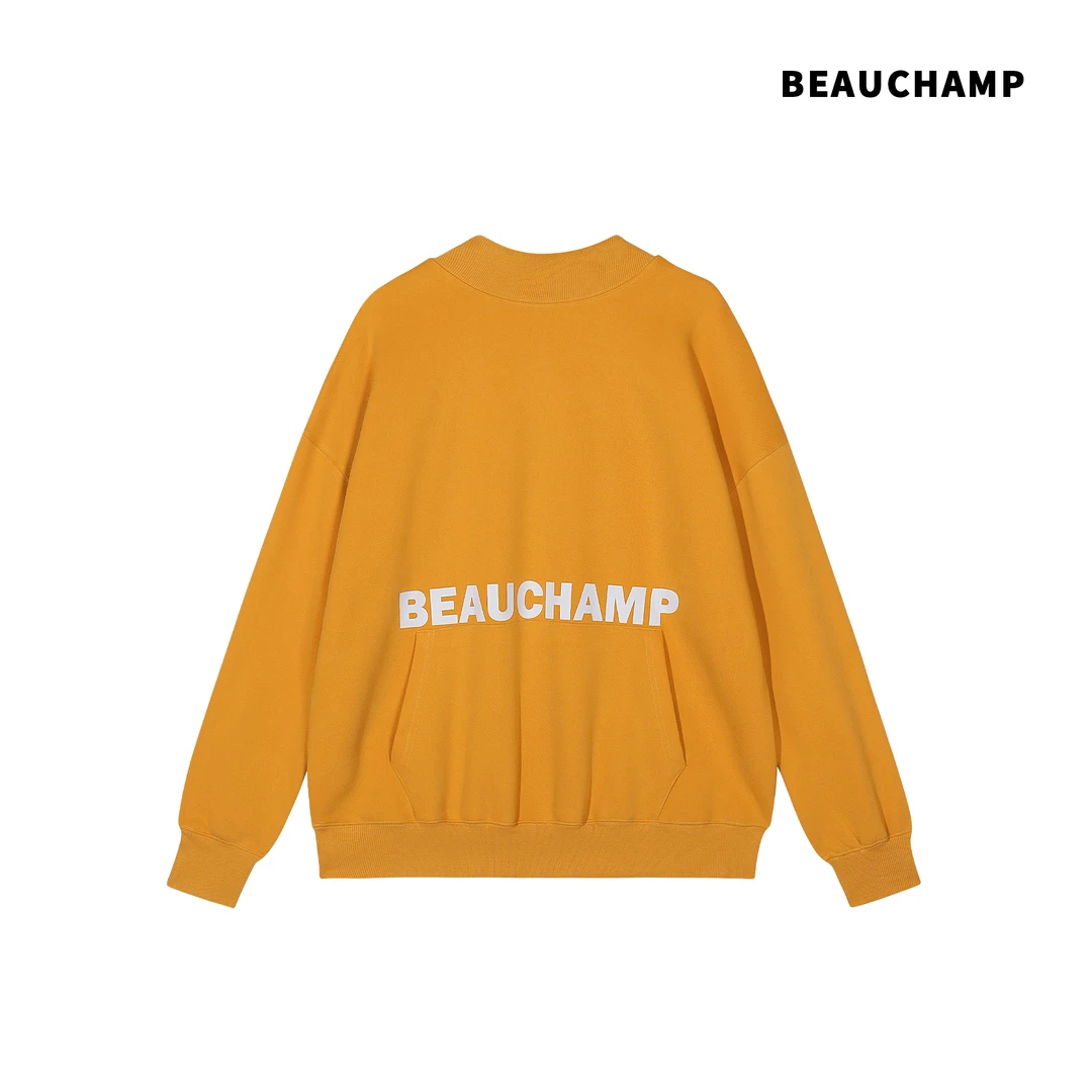Beau champ品牌 美式半高领卫衣小众穿搭设计感正反两穿上衣6099#