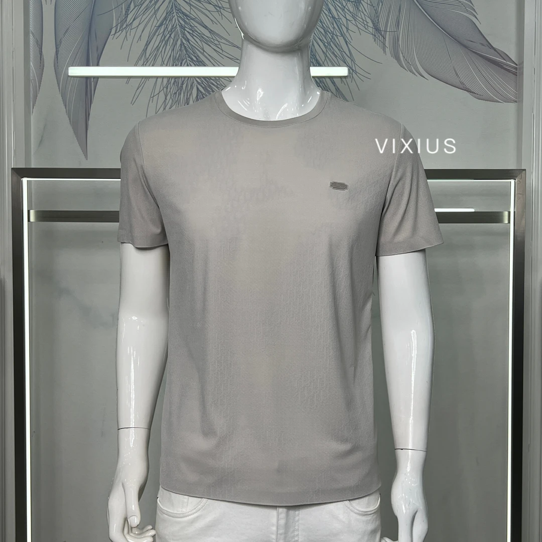 VIXIUS/维哲新品修身男士百搭轻奢时尚短袖圆领高级感T恤#V120