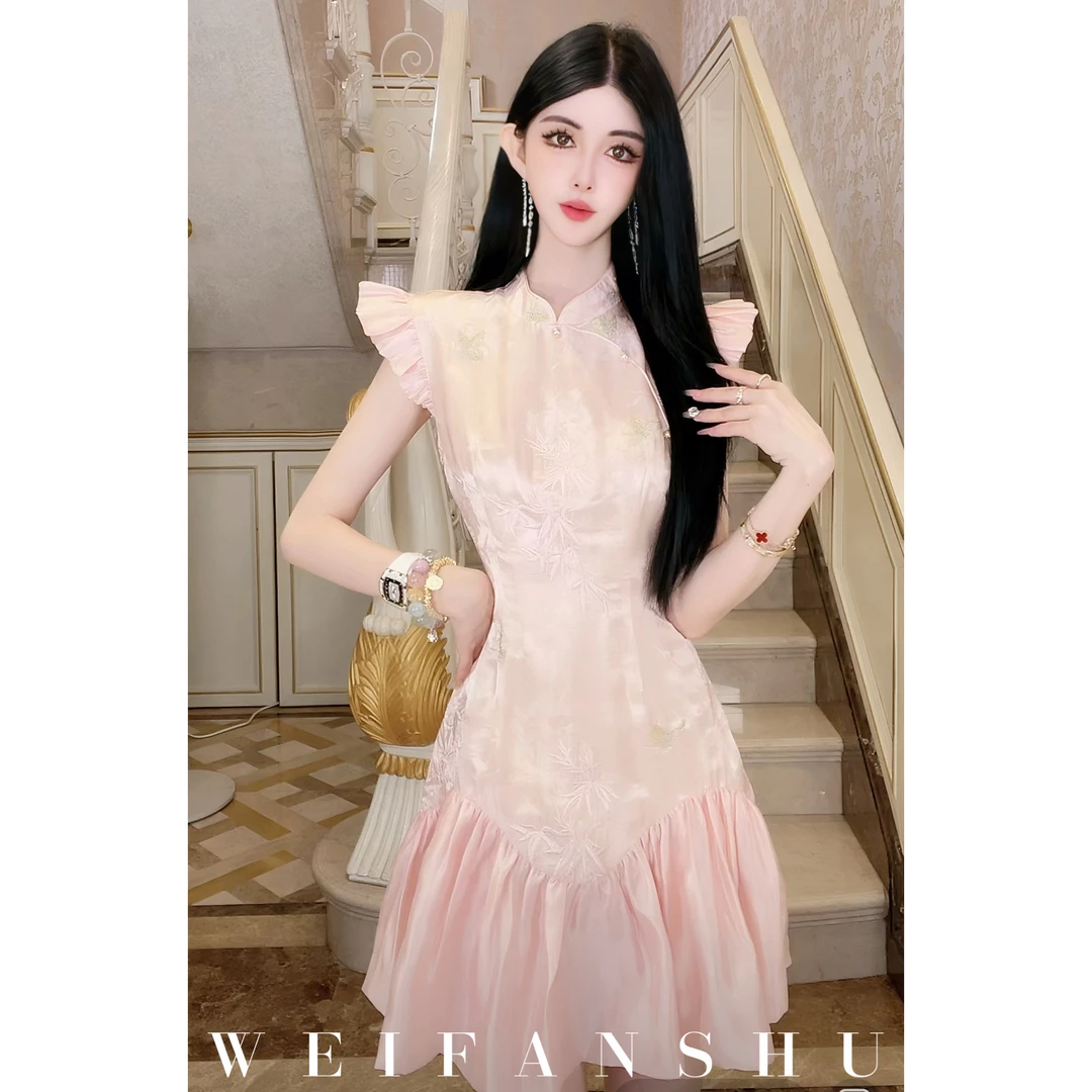 WEIFANSHU/魏凡舒【清月序曲】夏季新款气质优雅新中式国风连衣裙
