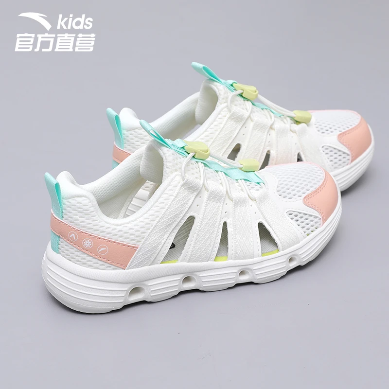 安踏儿童运动凉鞋女童鞋子夏季透气男孩大童一脚蹬溯溪沙滩洞洞鞋