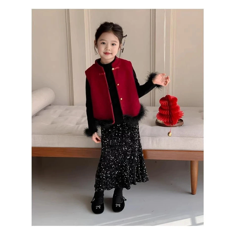 拜年服冬装2025衣服女孩过年服女童新款套装新中式新年爆款公主裙
