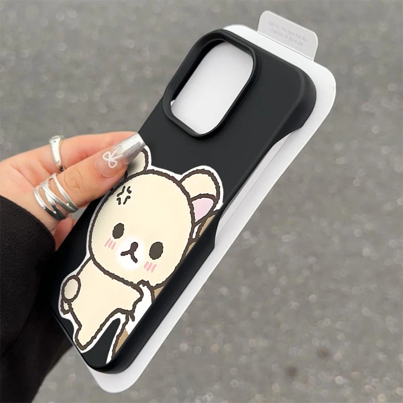 情侣轻松熊半包软壳适用苹果16/15promax手机壳iphone14/12/11/13