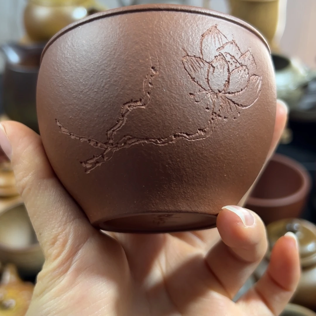 茶杯紫砂紫泥荷香