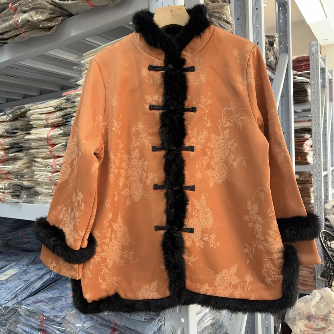 8022-40款新中式短款外套 【橘刻牡丹】