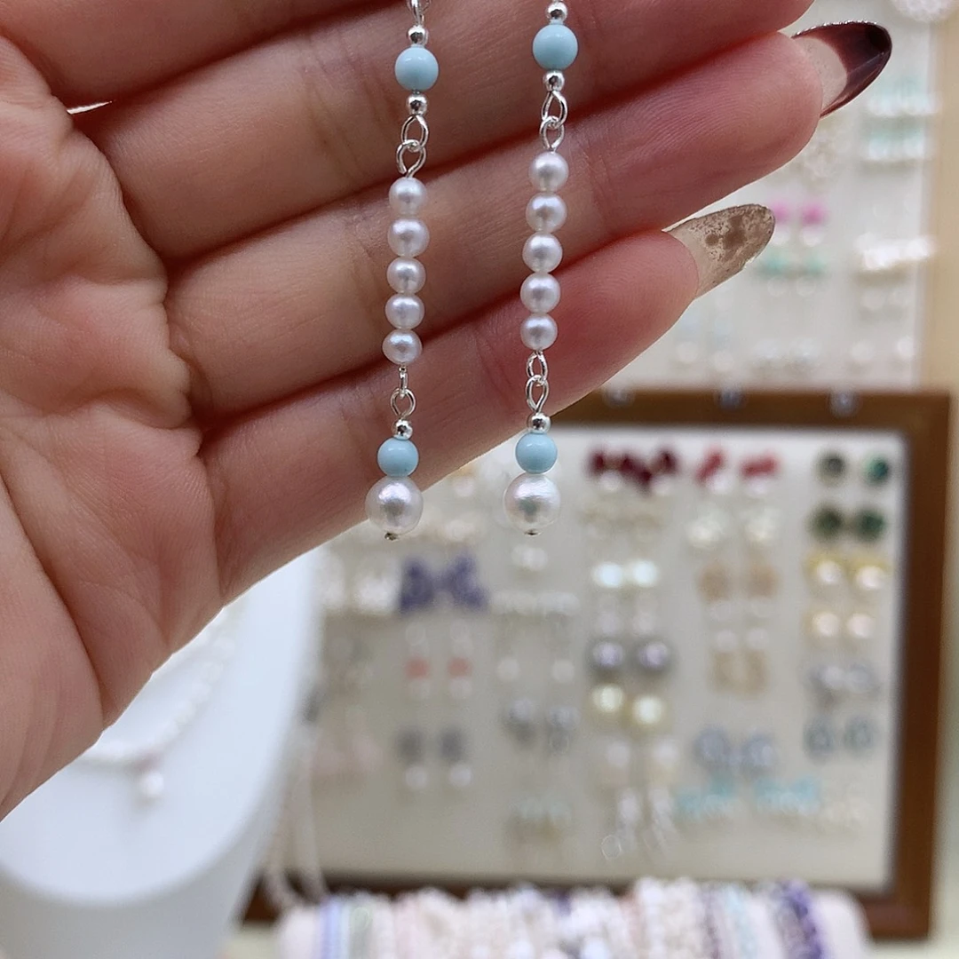 银S925镶嵌耳饰淡水珍珠