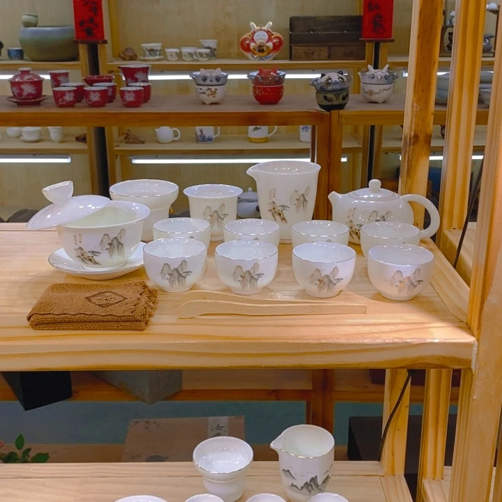 【不止】羊脂玉瓷茶具套装