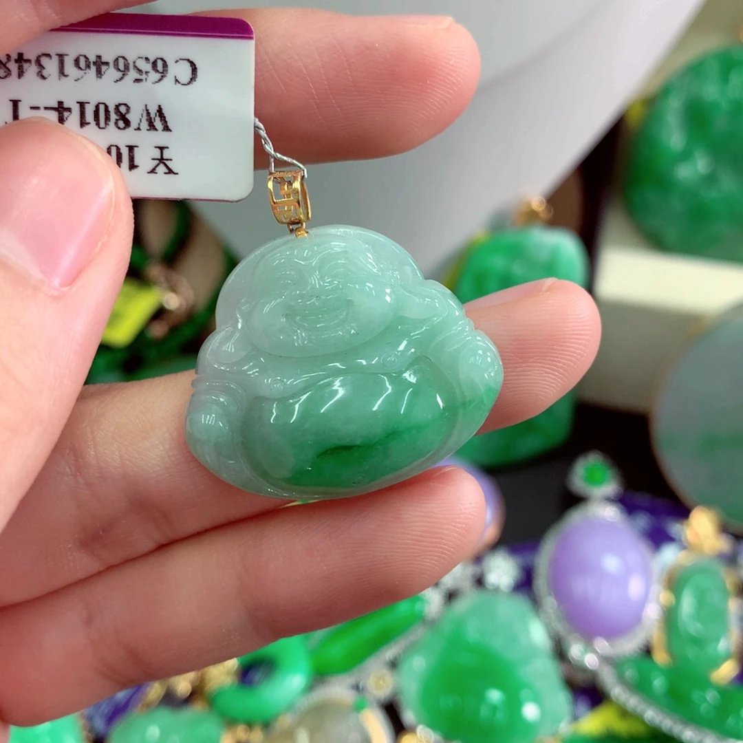 翡翠18K金镶嵌吊坠(不含链)