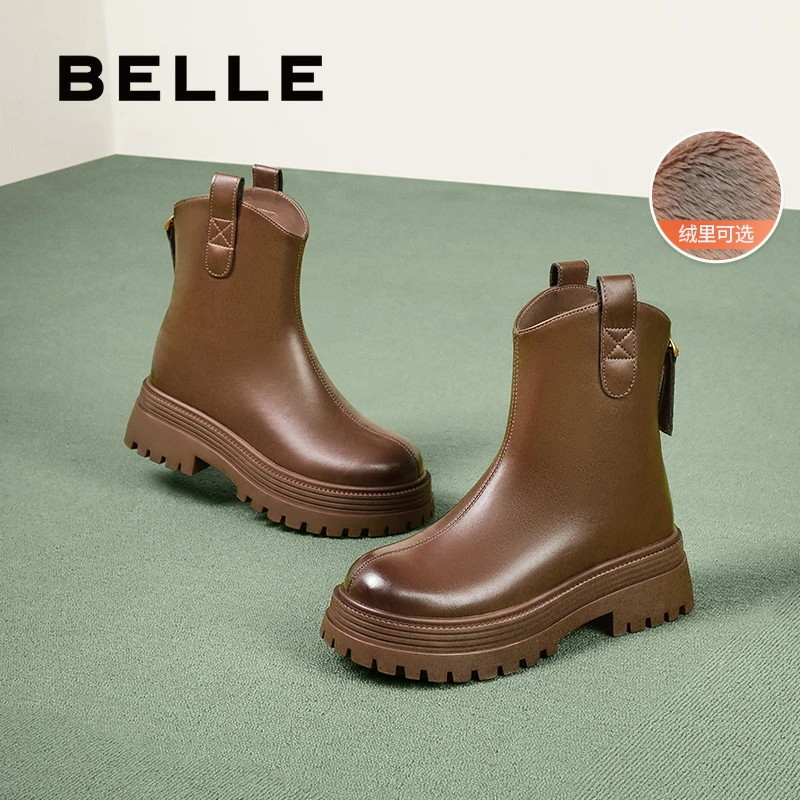 百丽时尚百搭厚底增高弹力靴女冬新商场同款瘦瘦短靴B9E1DDZ4
