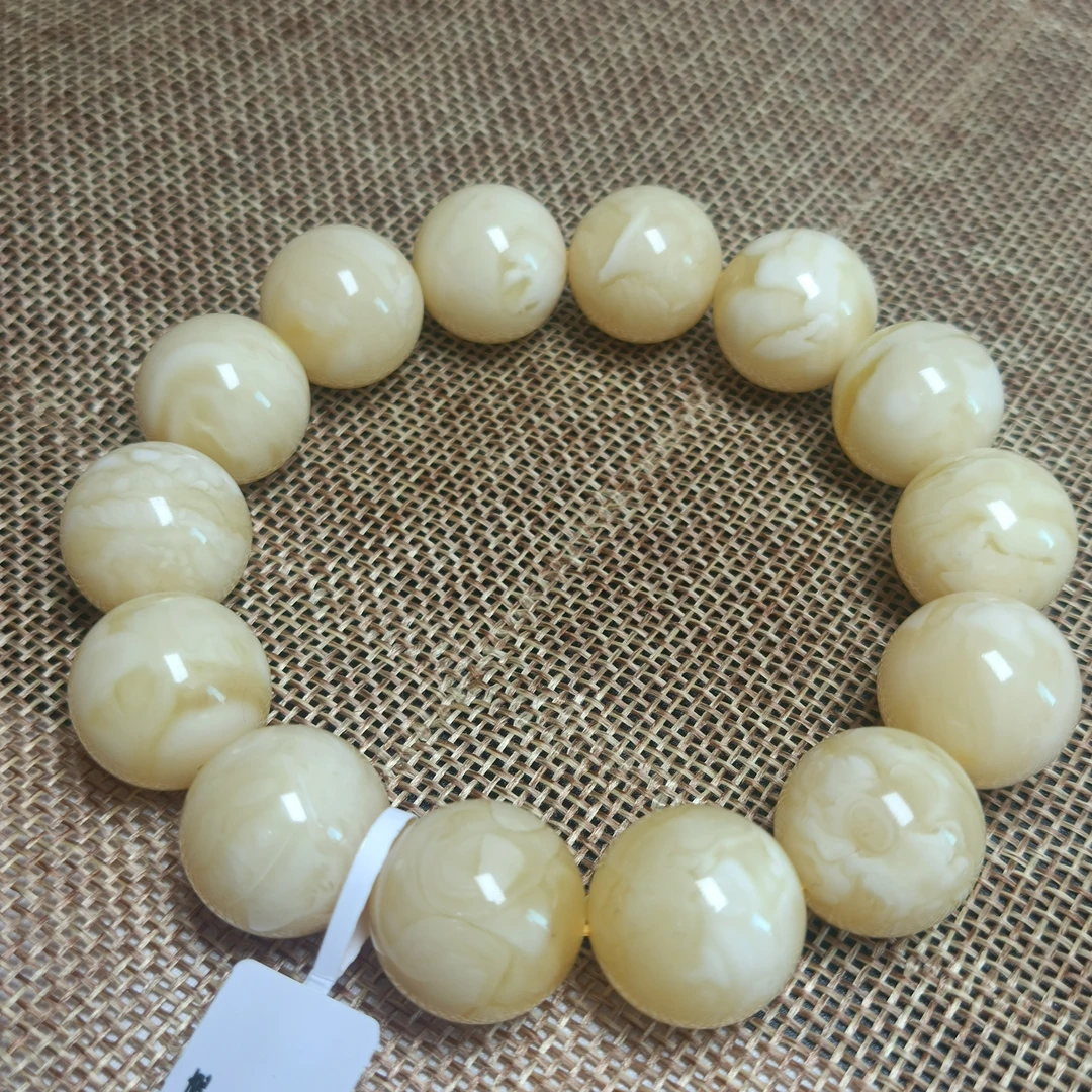 16+天然蜜蜡圆珠手串~俄料浓白蜡高品质毕业品质~新开料~4888