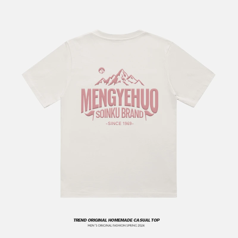 短袖t恤女夏季2025新款日系雪山印花小众洋气宽松运动透气上衣潮