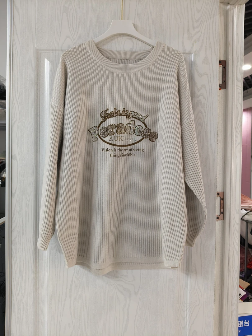 字母不分款后扣加肥加大毛衫-J