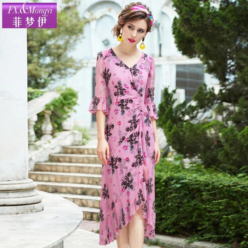 菲梦伊新款100桑蚕丝时尚连衣裙62964