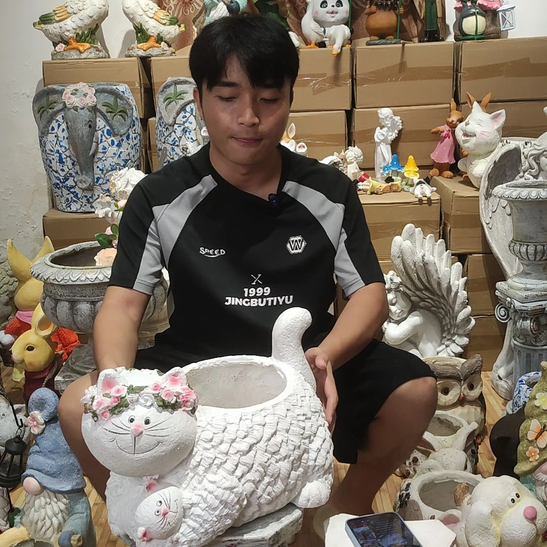 合成树脂母子猫咪花盆