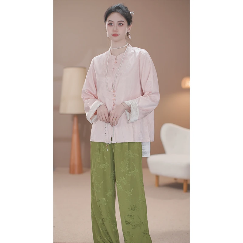 伊人|新中式提花气质外套女2025春季新品优雅减龄宽松挽袖上衣