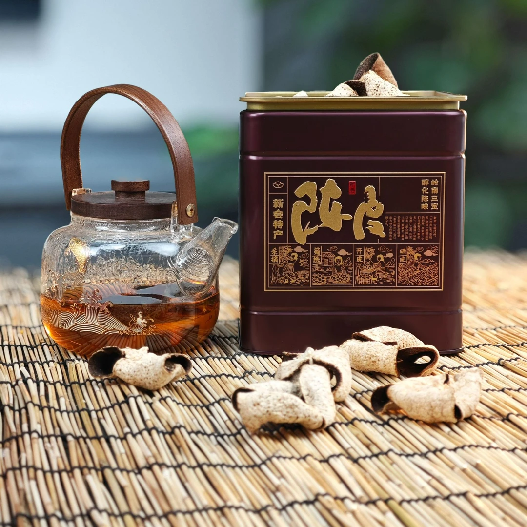 新会梅江2019年圈枝大红皮（陈皮天然生晒）大红陈皮