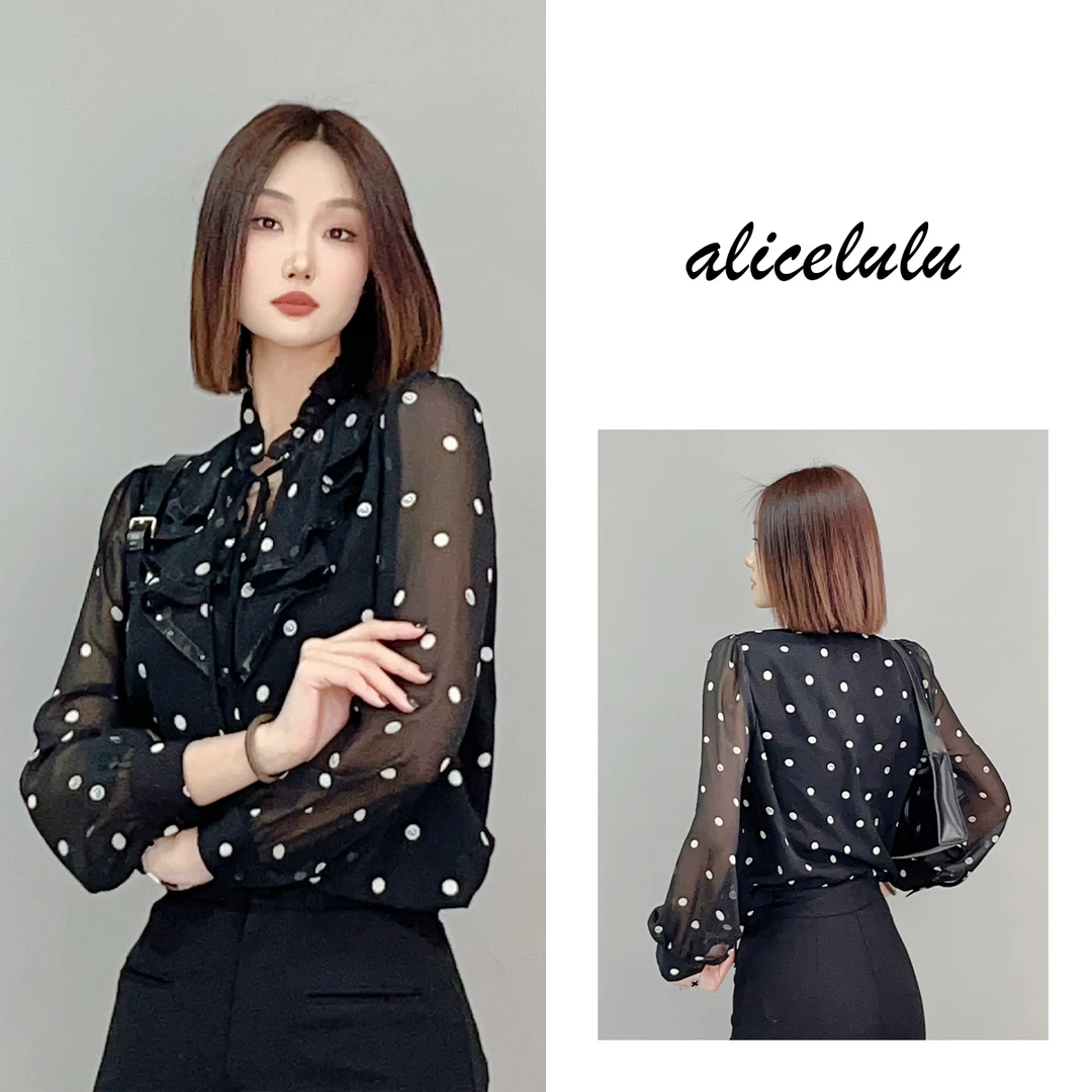 2 ALICE 法式公主衬衫 复古波点 优雅花边 S2140969J