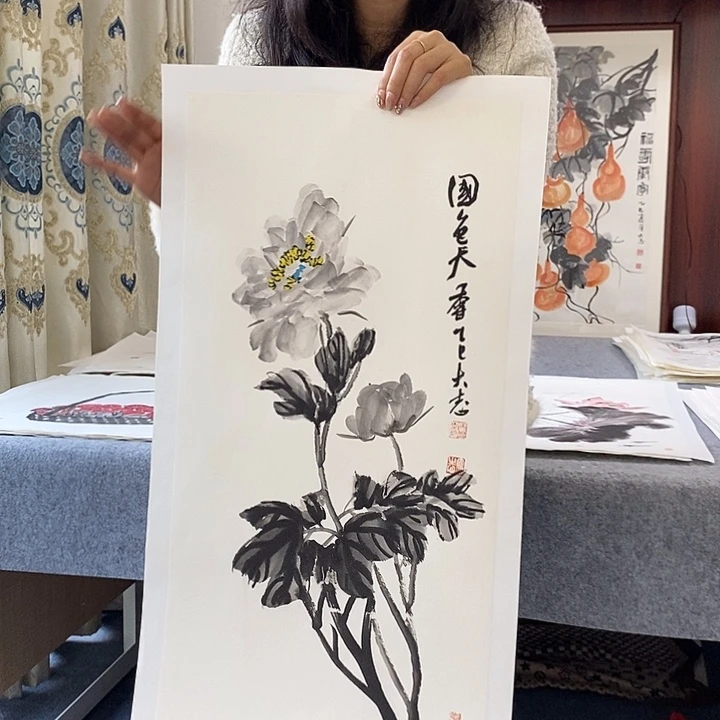 国画纯手绘国画写意作品34*68