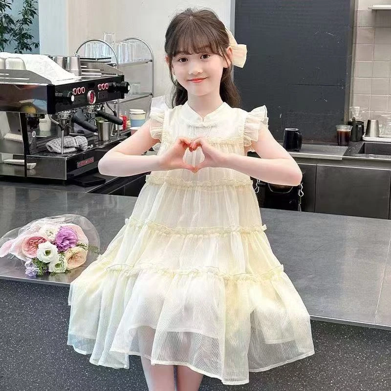 2025新款夏季甜美公主裙女童蓬蓬纱裙生日派对礼服连衣裙儿童服装