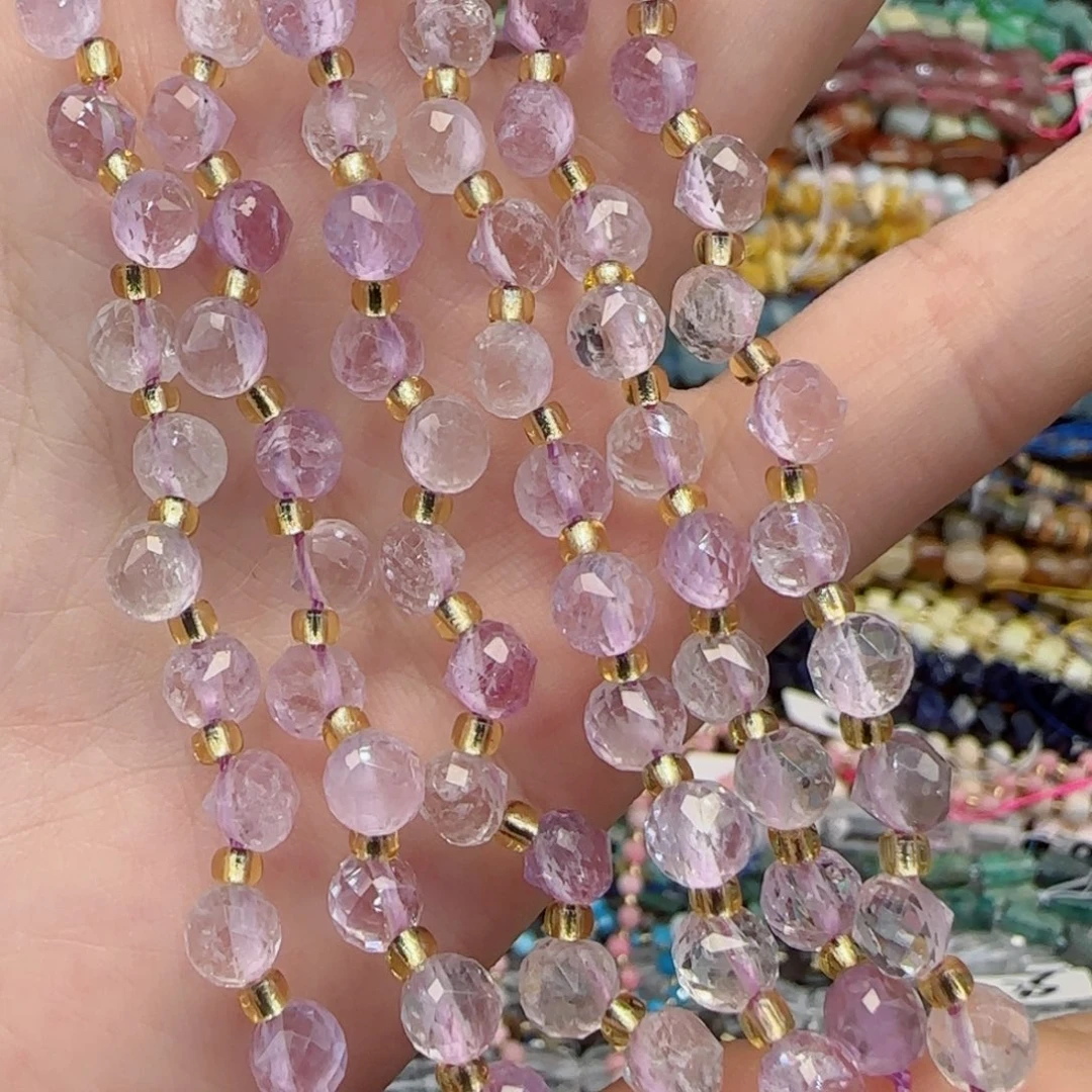 玛瑙/玉髓合金珠宝半成品紫玉切面水滴一条卡6