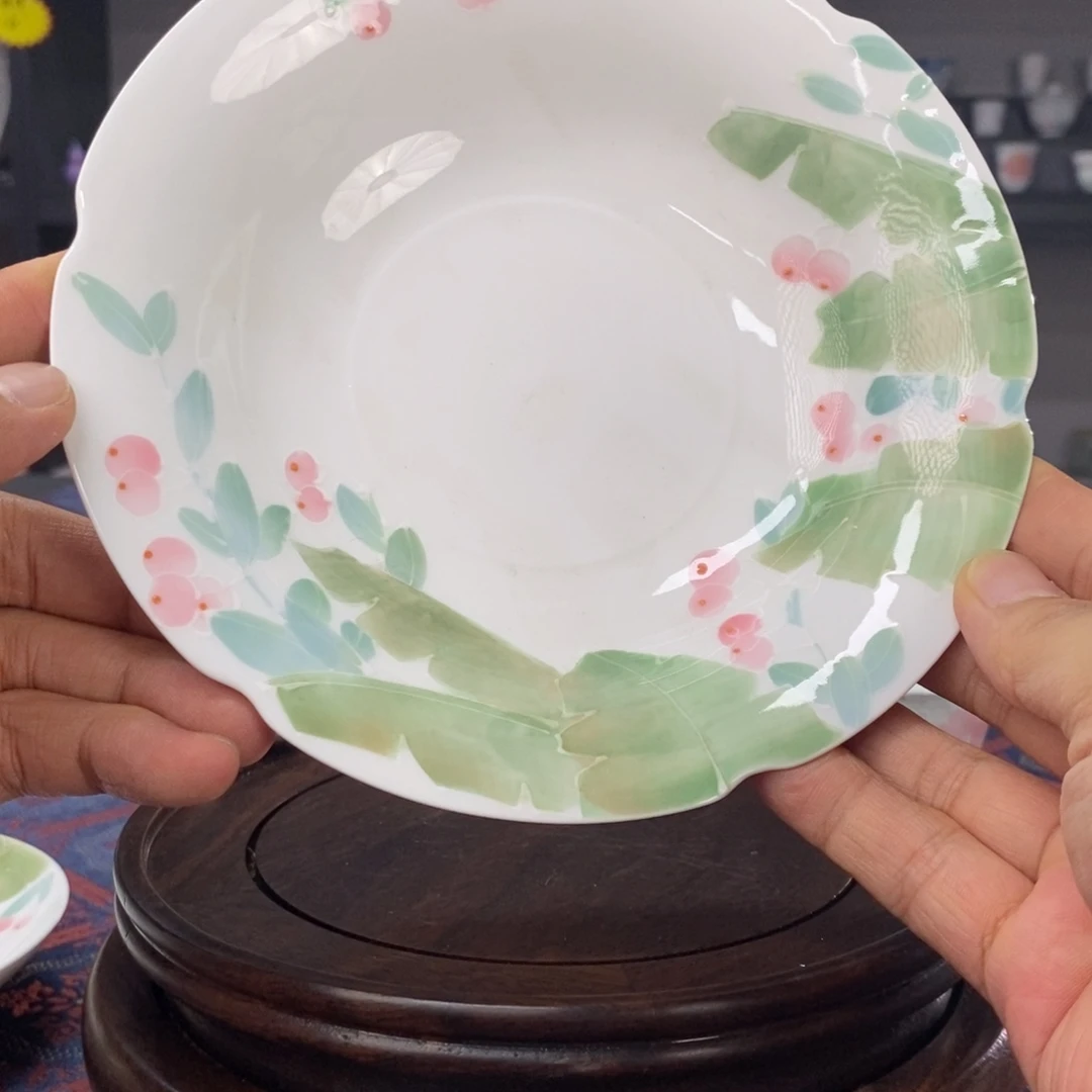芭蕉壶承手绘高温釉下