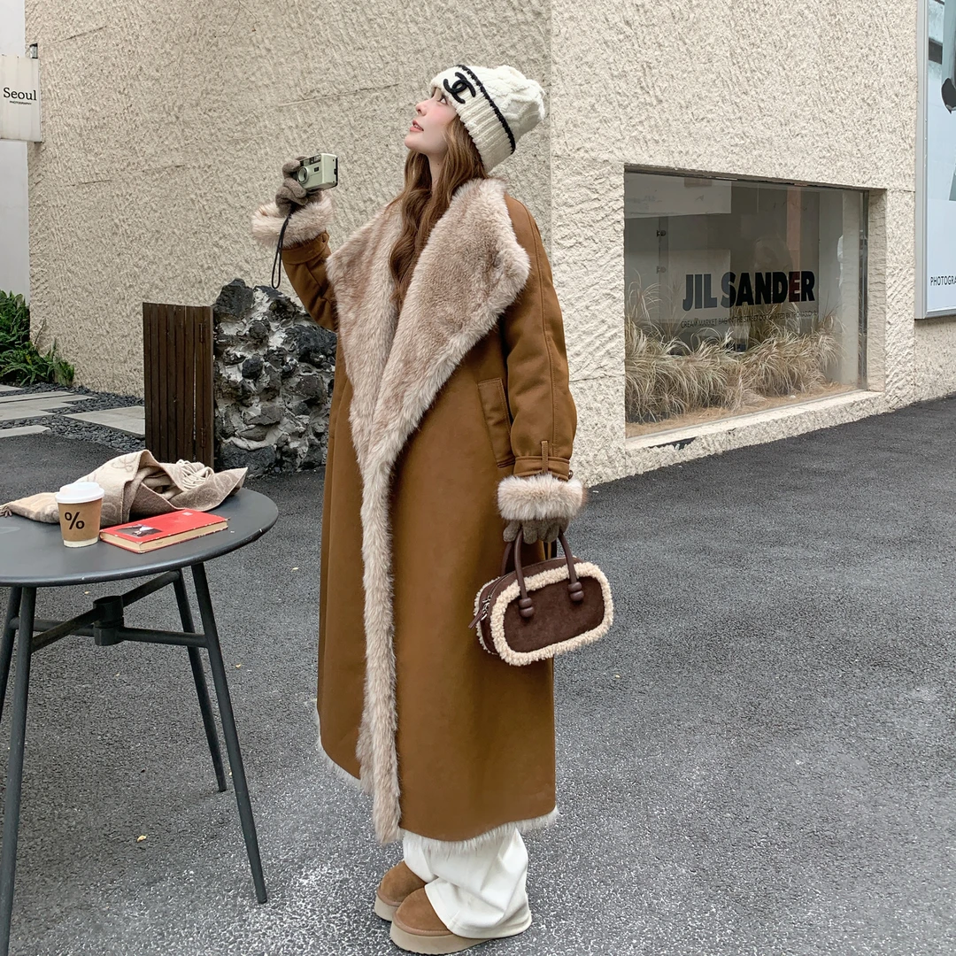 小香风羊羔毛时尚长款加厚2025年秋冬新款冬装外套加绒巨好看女装