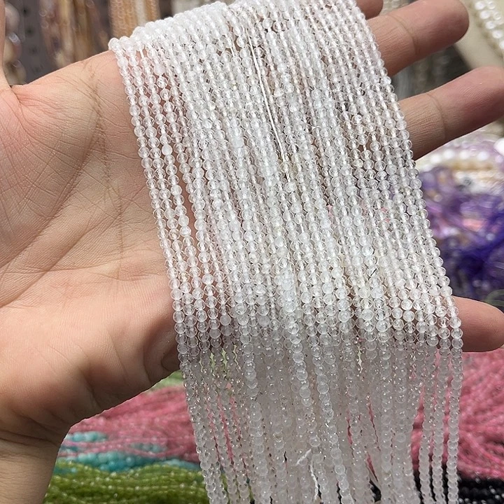 玛瑙/玉髓未镶嵌珠宝半成品一条3mm左右白水晶刻面