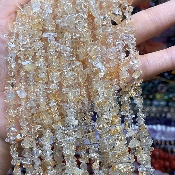 未镶嵌玛瑙/玉髓珠宝半成品天然高透黄水晶绕手4圈