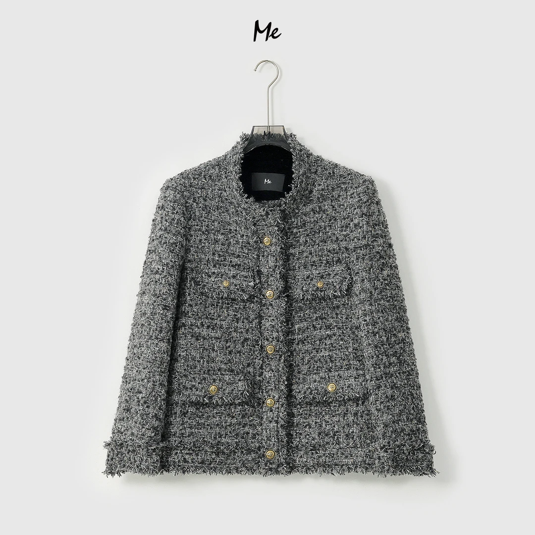 ME【银色山泉】绵羊毛TWEED粗花呢时尚百搭千金小香感外套MESA2862