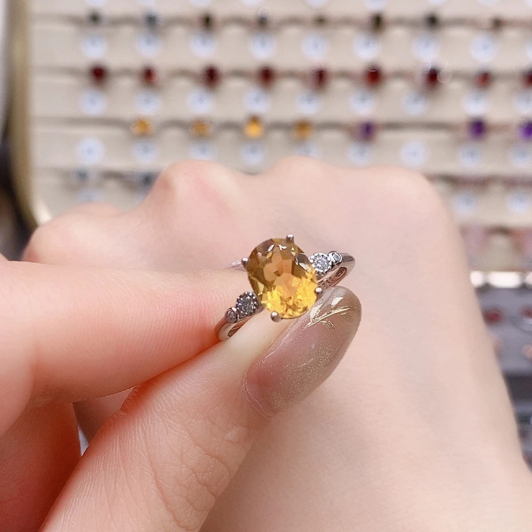 水晶戒指银S925镶嵌戒指