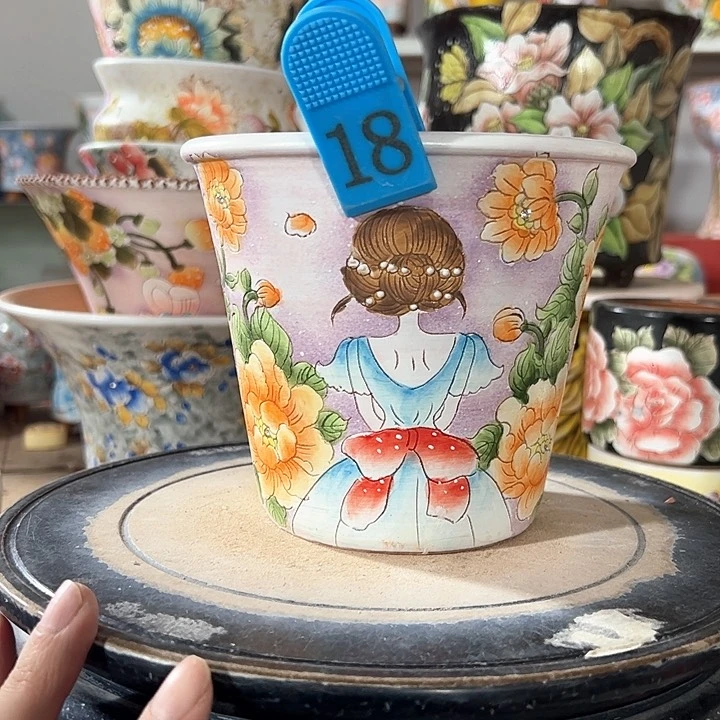 景德镇手绘花盆满38包邮石**生