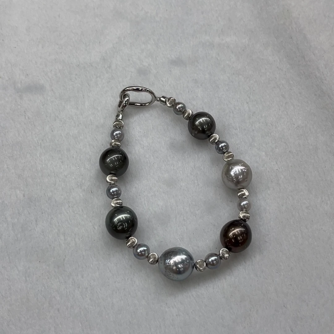 手链银S925镶嵌海水珍珠5-11mm