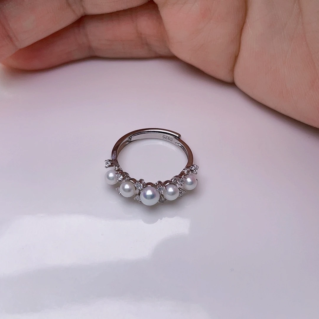 淡水珍珠戒指银S925镶嵌鬼*