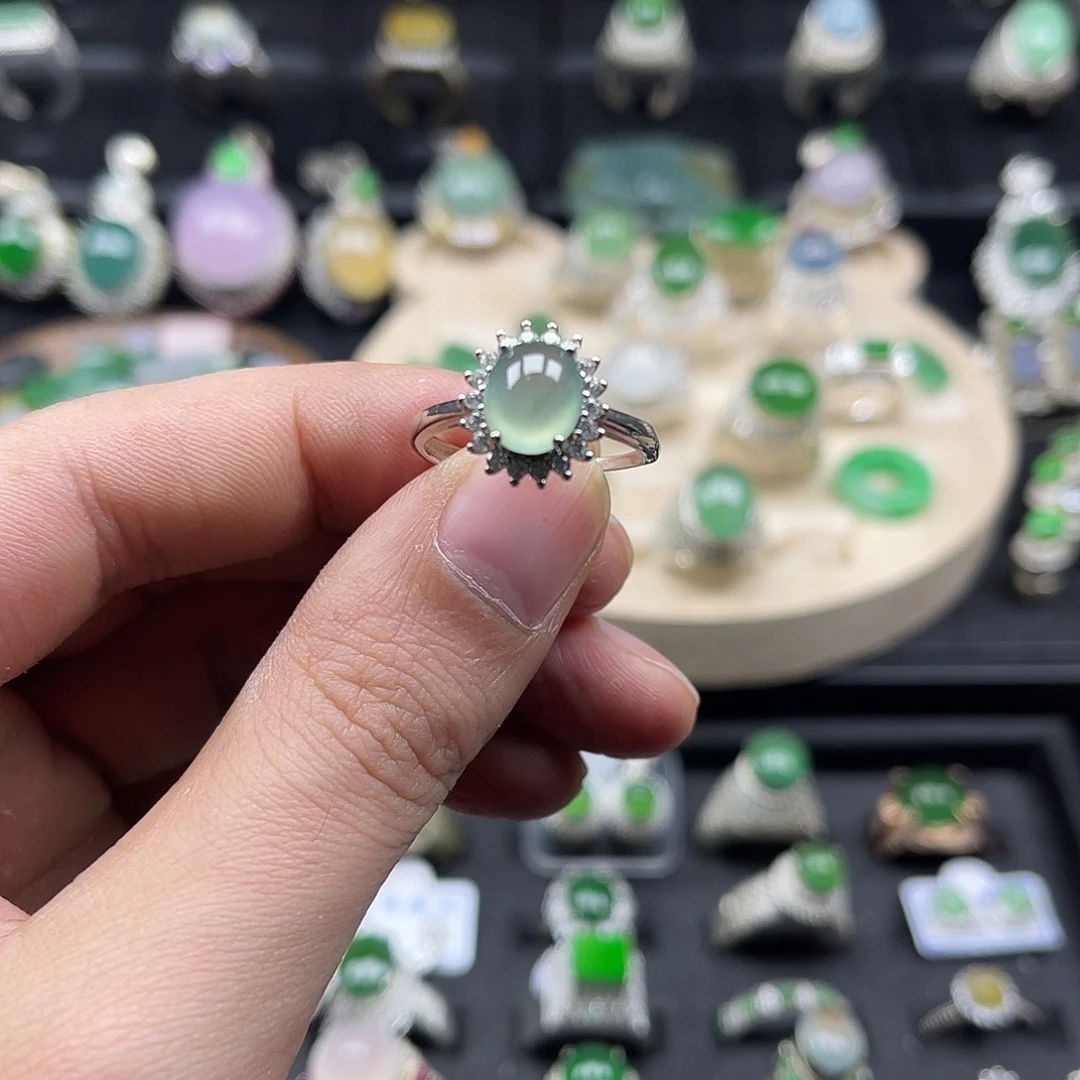 翡翠银S925镶嵌戒指