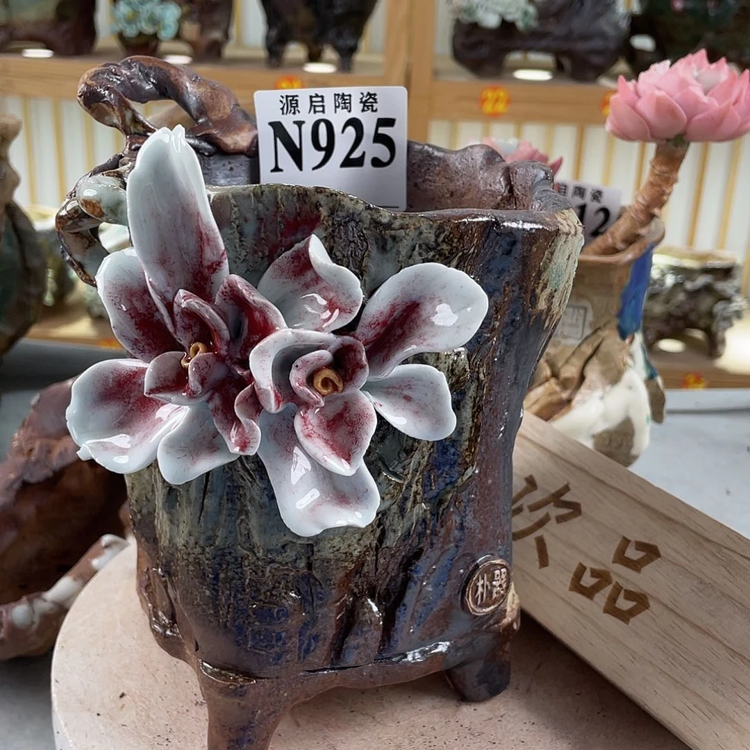 紫砂花盆景德镇陶瓷花盆925