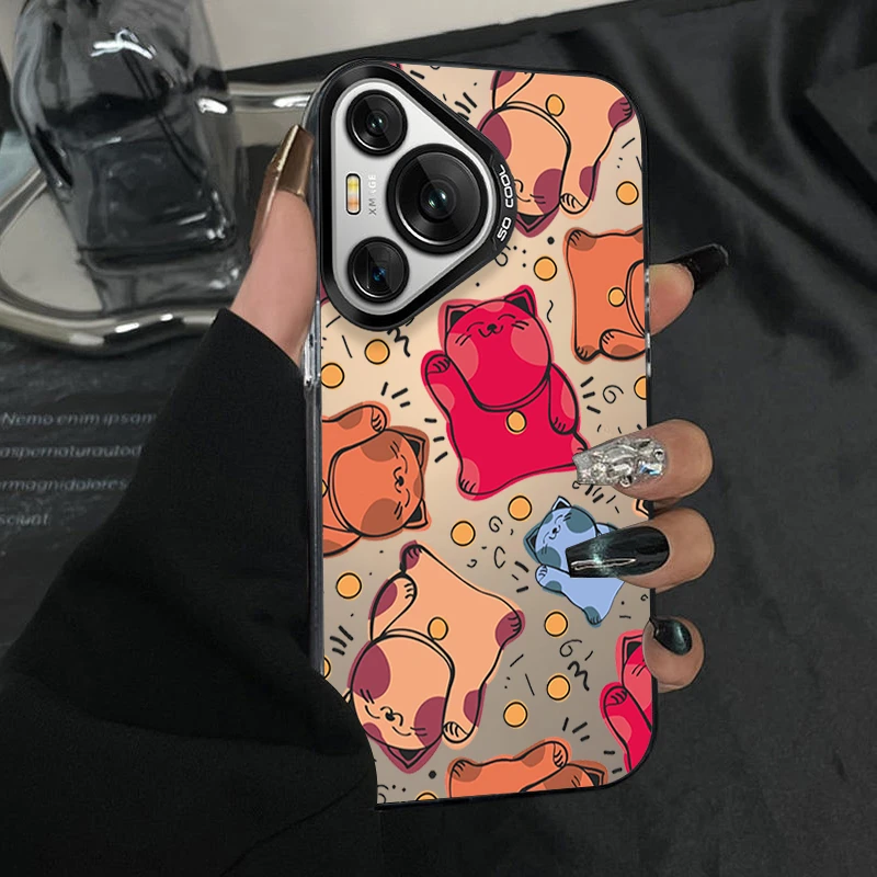 满屏招财猫适用华为pura80pro+手机壳创意p70ultra防摔p60个性女