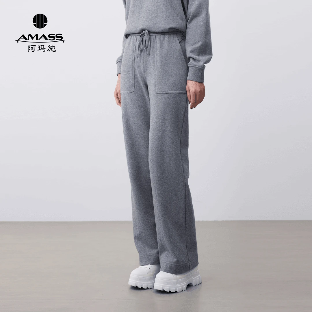 AMASS/阿玛施时尚松紧腰舒适宽松运动休闲直筒裤5100386-4220421