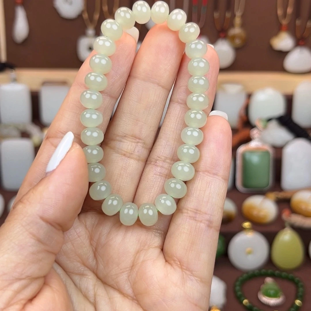 和田玉手串女士素圈老型单圈百搭精美