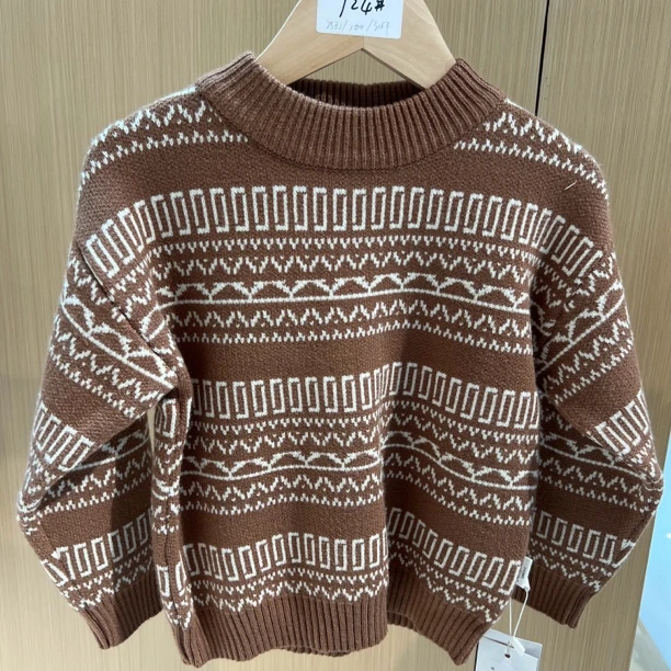 724#QBLD-114307332咖啡毛衣品牌童装