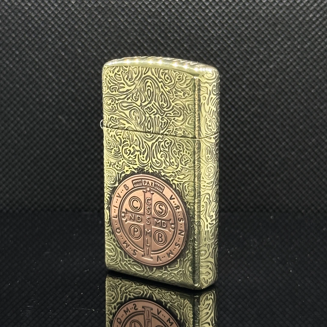 ZIPPO/之宝打火机官方正品1654B窄机紫铜镶嵌康斯坦丁防风火机