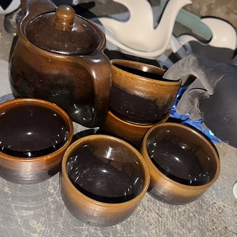 山***清瓷片一壶五杯国营厂库存