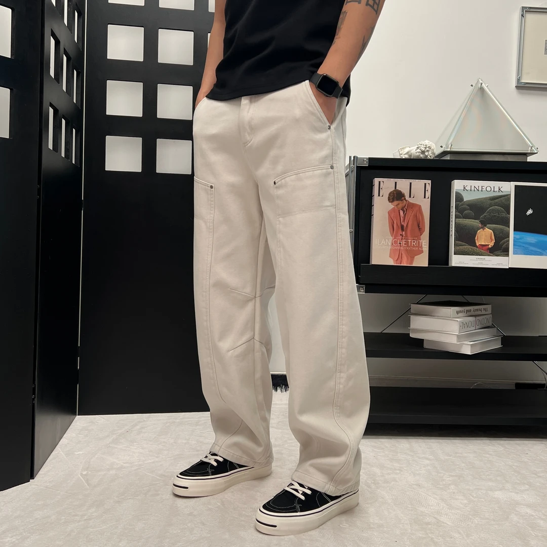 工装牛仔裤男2025新款男士直筒长裤秋季潮牌美式痞帅休闲裤伐木裤