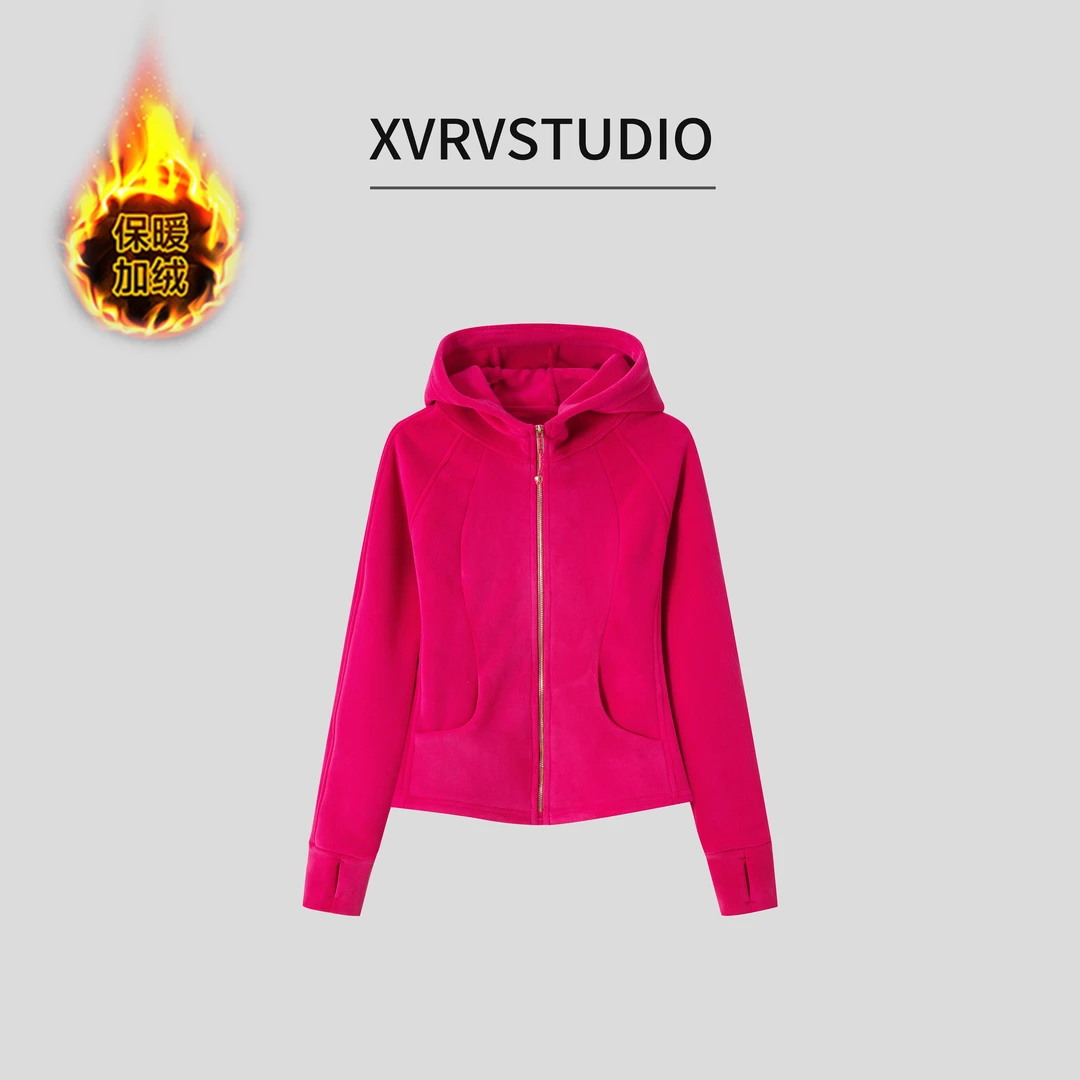 【芳芳私服】XVRV“700g长毛绒”加绒加厚运动连帽防风外套新款保暖女