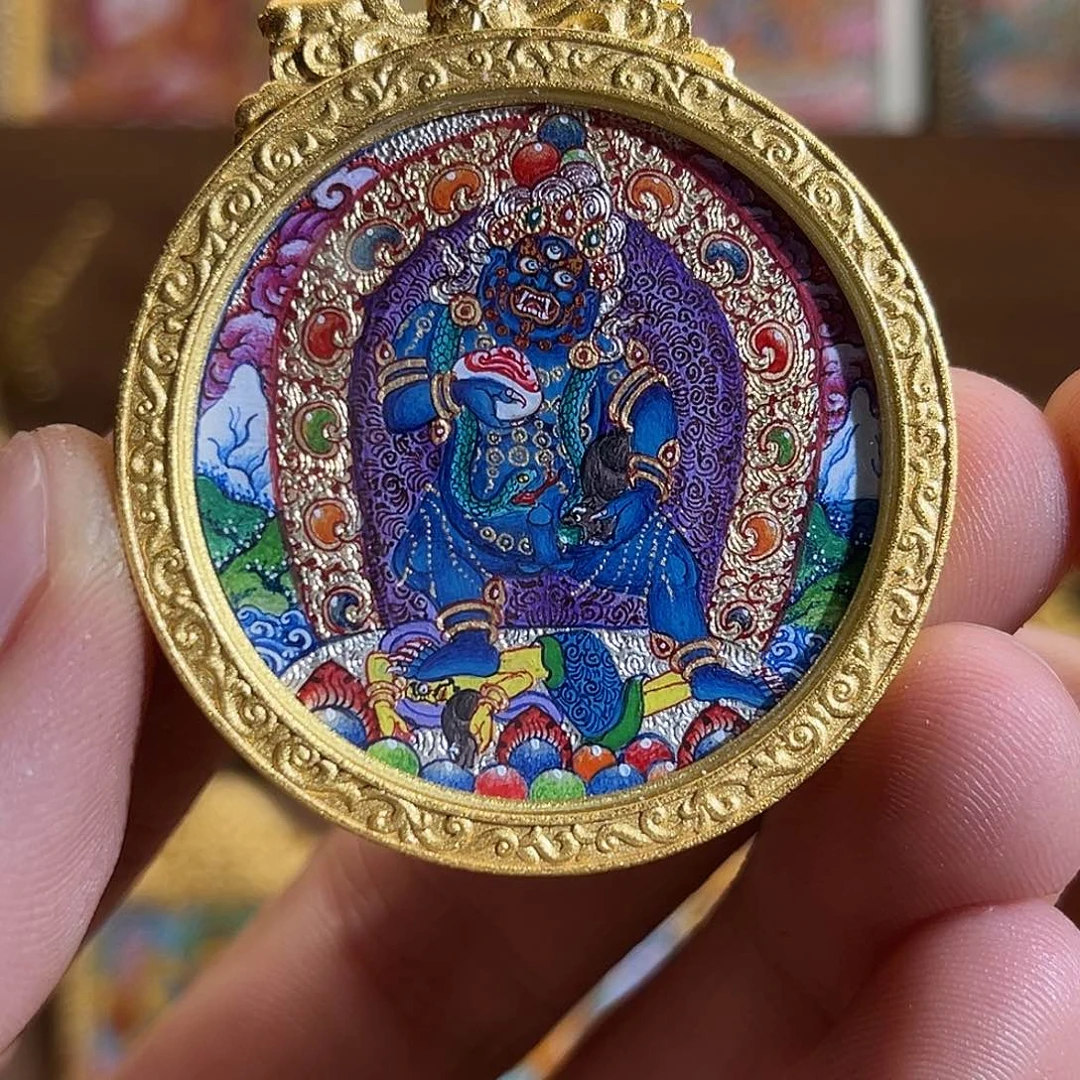 吊坠青海热贡纯手绘黑财