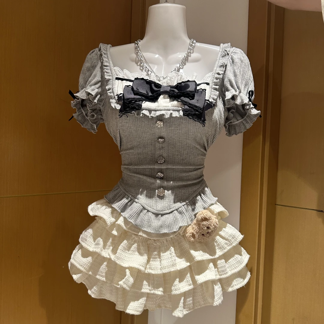 WM家月色轻语上衣杏色短裙夏季款