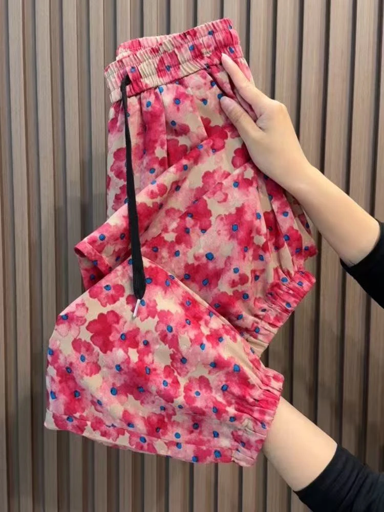 冰丝防晒速干裤哈伦裤子女夏季薄款大码胖mm休闲束脚灯笼裤运动裤